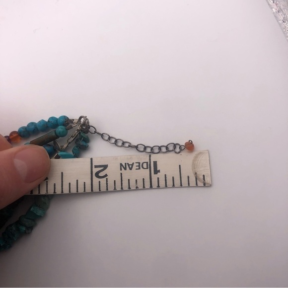𝅺vtg Sajen 925 Turquoise & Amber Beaded Multi Strand Necklace 16” + 2” Extender - Picture 5 of 8
